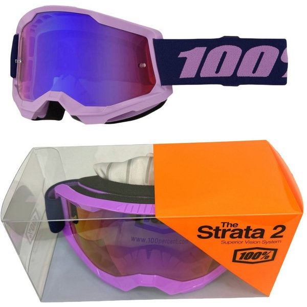 100% Motorradbrille 100% Strata V2 goggle Motocross Brille Lila Verspiegelt
