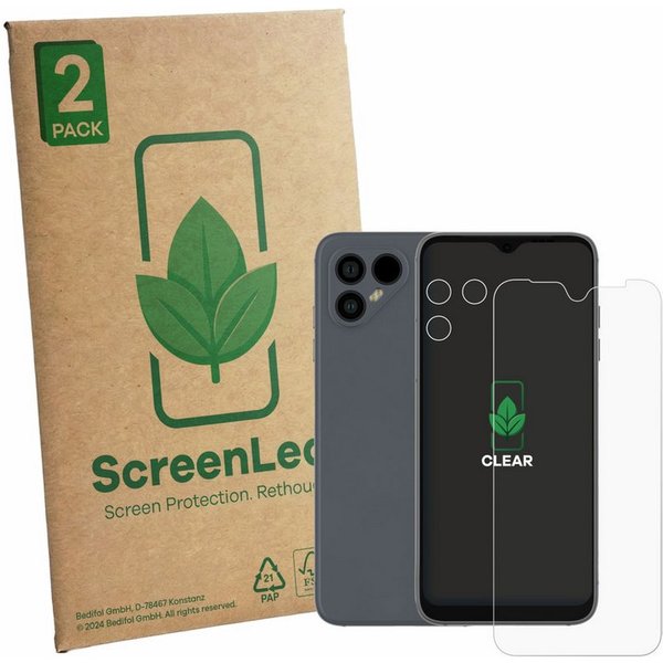 ScreenLeaf Displayschutzfolie Schutzfolie für Fairphone 4 (Display+Kamera), 2 Stück, Displayschutz Schutz Folie Klar Transparent