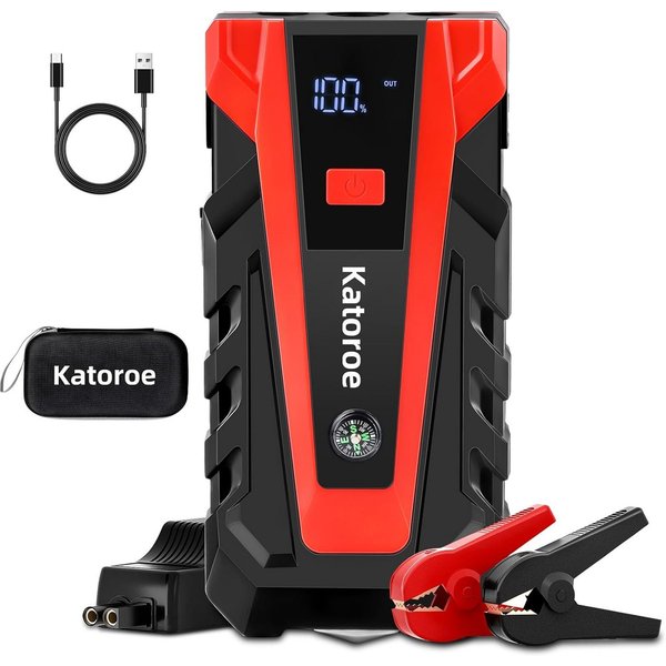 Vivitar 6000A Starthilfe-Powerbank für Autos, 12 V, Batterie-Booster 16800mah Starthilfegerät für bis zu 10,0 l Benzin und 8,0 l Diesel, Starthilfe-Gerät mit in