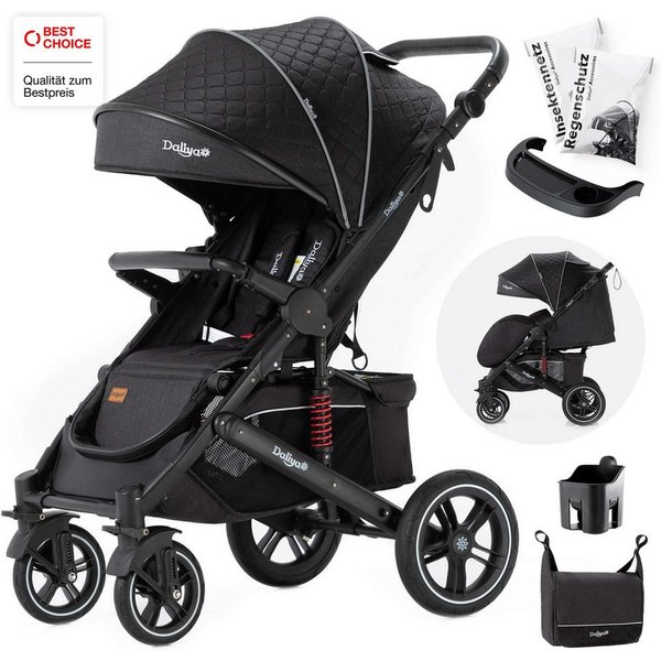 Daliya® Kinder-Buggy RAPIDY Buggy Kinderwagen, XXL Set, kompakt, Kinderbuggy, Sportwagen, (XXL 10-tlg. Komplettset, 10-tlg), Liegeposition, Fußsack, Spieltisch,