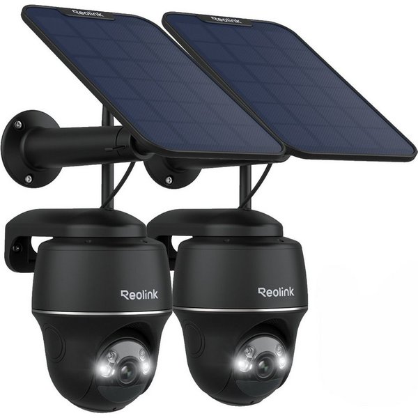 Reolink Überwachungskamera PTCam ProHD 5MP mit Solarpanel, 2,4/5GHz WLAN (Außenbereich, 2-tlg., 2K+,PIR-Erkennung,IR-Nachtsicht,Solarbetrieben,Zwei-Wege-Audio)