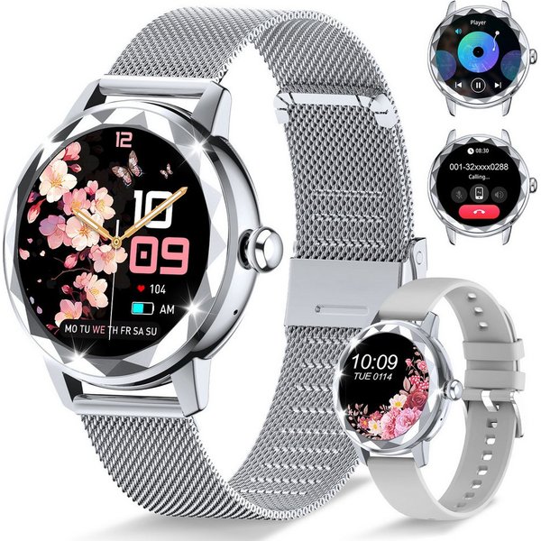 ibettertec Smartwatch Damen, mit Anruffunktion Smartwatch (Fitnessuhr mit Telefonfunktion/WhatsApp Notiz,Smartwatch Fitness Tracker Uhr IP68 Wasserdicht,1.2" HD