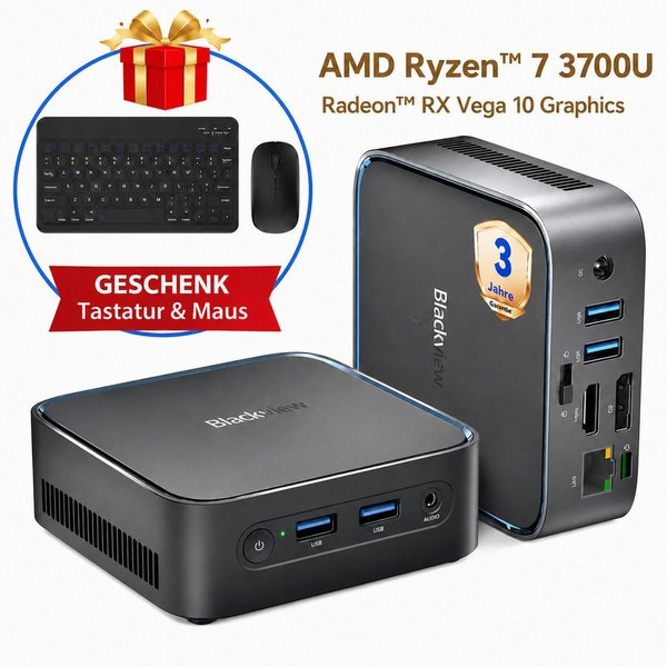 blackview Neuer MP50 AMD Ryzen 5 3500U / 3700U(4C/8T) 16GB RAM 512GB SSD Mini-PC (AMD AMD Ryzen 5 3500U, AMD Ryzen 5 3700U, 16 GB RAM, 512 GB SSD, Windows 11 Pr