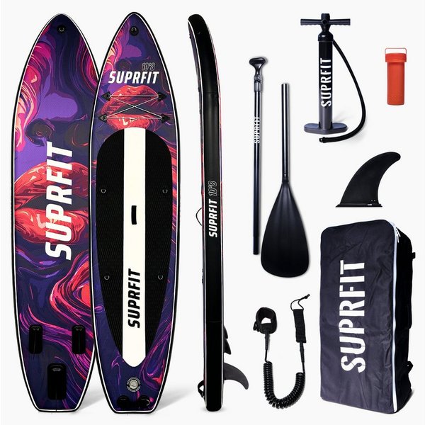 SF SUPRFIT Inflatable SUP-Board Board Vibrant Lips, Set inklusive Pumpe, Paddel, Finnen, Rucksack, Leash & Reparaturkit