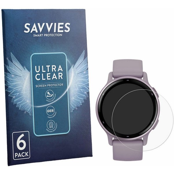 Savvies Displayschutzfolie Schutzfolie für Garmin vivoactive 5, 6 Stück, Displayschutz Schutz Folie Klar Transparent