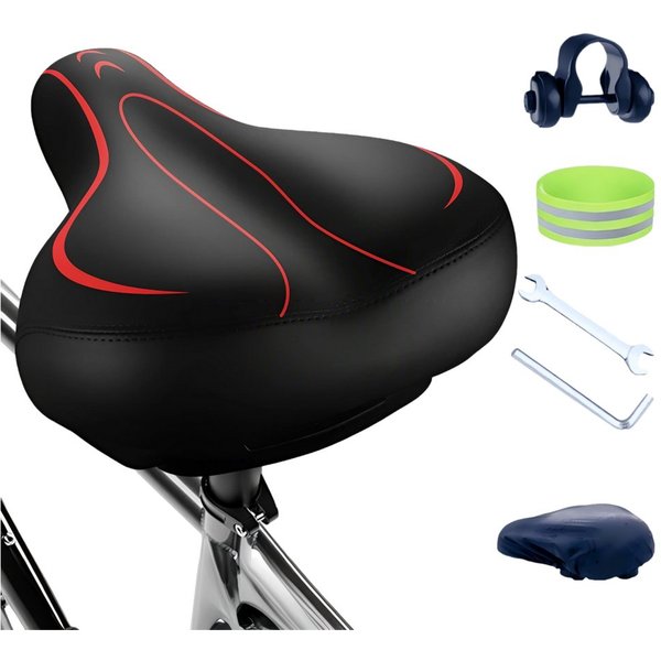 Toomoke Fahrradsattel Herren Damen, Fahrradsitz, Ersatzsattel für E-Bike (Komfortsattel für MTB, Cityrad, Rennrad, Heimtrainer und Alltag), 27 × 19,5 cm, PU-Led