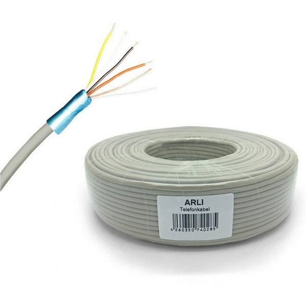 ARLI 100m Telefon Kabel 2 x 2 x 0,6 mm 4 Adern Verlegekabel J-Y(ST)Y Installationskabel, (10000 cm), 2x2x0,6 mm Telefonkabel Sprechanlagen Klingel Anlagen Leitu