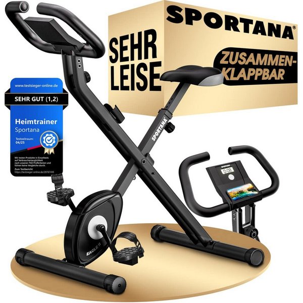 Sportana Heimtrainer Eagle 2, Klappbar Fitnessfahrrad 16 Stufen 7 Sitzhöhen LCD Display 2 Fahrrad