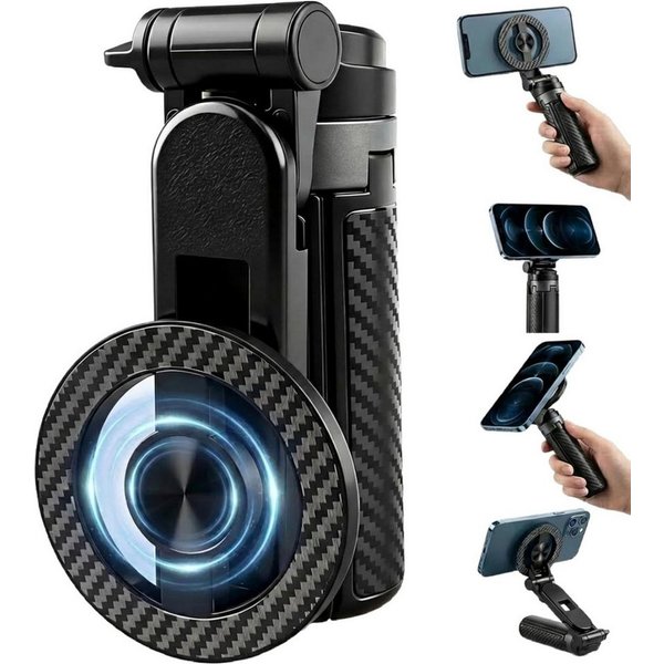 FELIXLEO Selfie-Stick Magnetisches Selfie Stativ 4-in-1 Bluetooth Fernbedienung Schwarz
