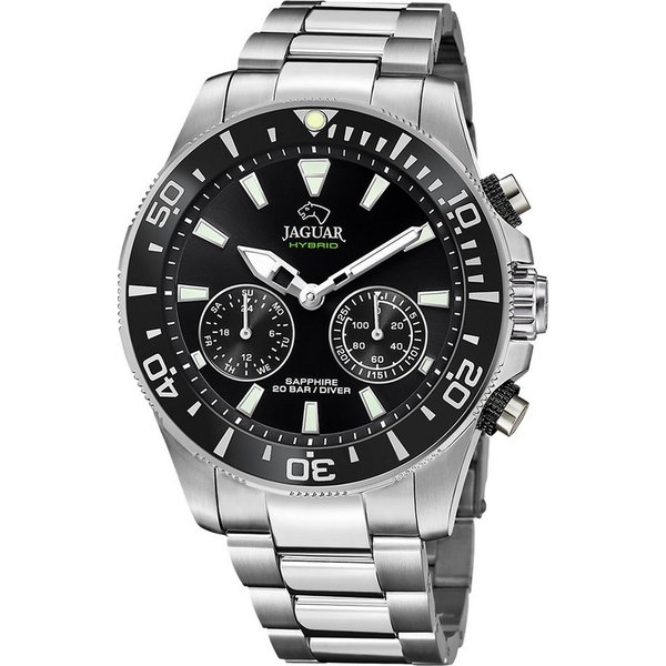 JAGUAR Multifunktionsuhr Jaguar Herrenuhr Edelstahl silber Jaguar, (Multifunktionsuhr), Herren Armbanduhr rund, Edelstahlarmband silber