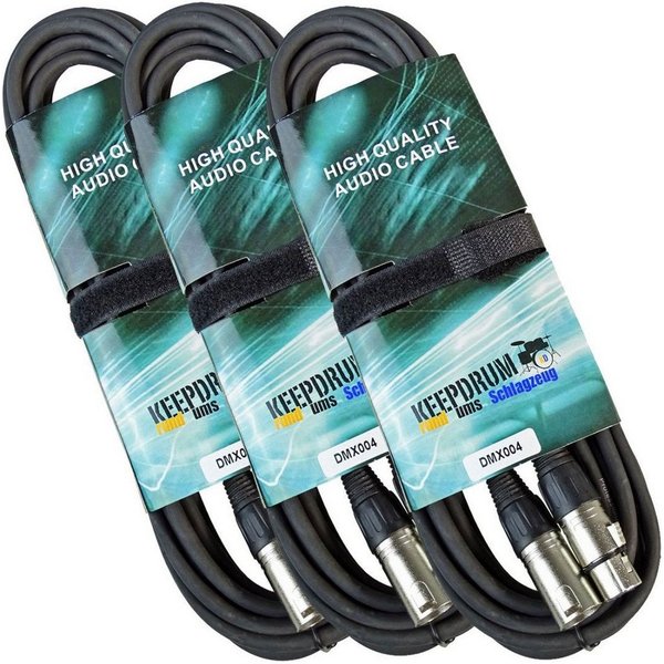 keepdrum keepdrum 6m DMX Kabel 3-pol XLR 100-Ohm 3 Stück Audio-Kabel, XLR, (600 cm), 3 x DMX-Kabel 6 m