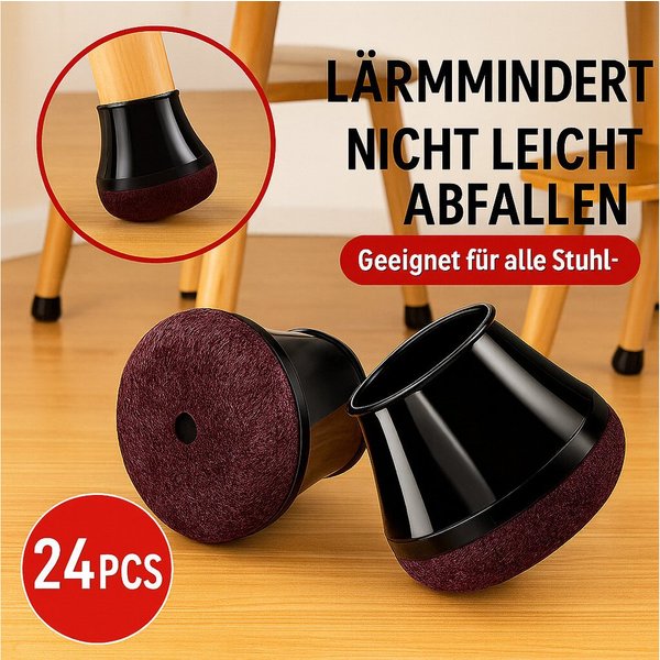 JASLIFE Filzgleiter 24 Stück Stuhlbeinschoner Stuhlbeinkappen mit Filz, Stuhlgleiter Filz, Bodenschonend, rutschfest & leise ideal für Fliesen, Parkett, Laminat