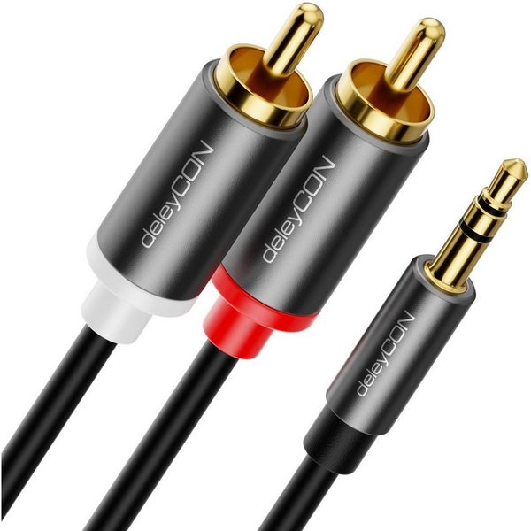 deleyCON deleyCON 1m Klinke zu Cinch RCA Kabel 3,5mm Audiokabel Kabel Klinke Audio-Kabel