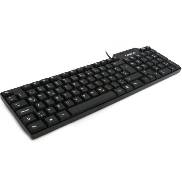 Platinet Omega OK-05 Tastatur QWERTZ DE USB Schwarz kompakte PC-Tastatur ergonomische Tastatur (Klassische kabelgebundene Tastatur mit leisem Tastenanschlag)