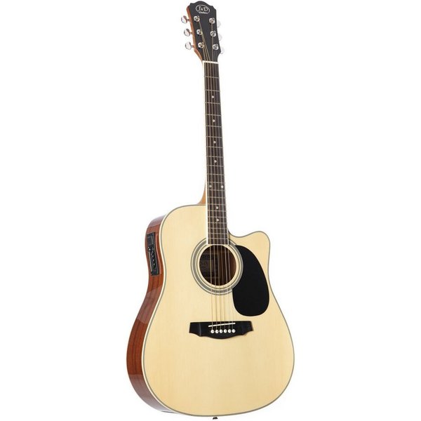 J & D Westerngitarre, D-110CE NT Westerngitarre Akustik-Gitarre mit Tonabnehmer elektroakustische Gitarre Dreadnought mit Cutaway und Natural Fichtendecke, West