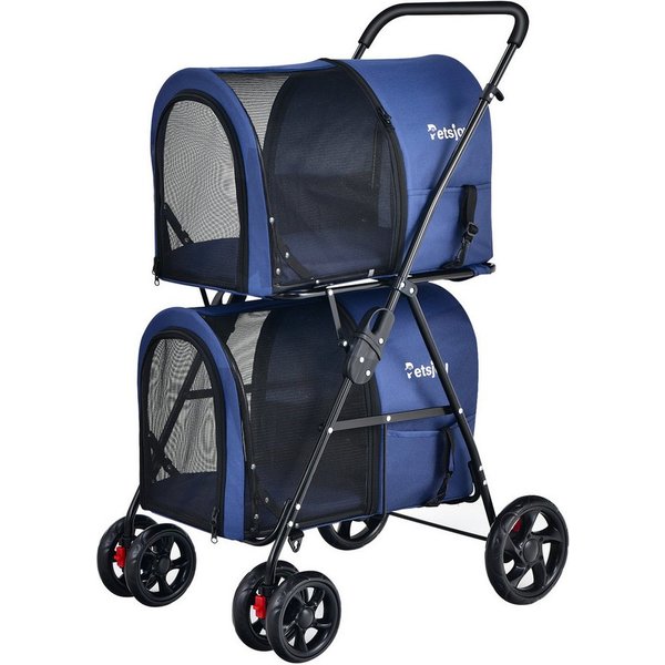 COSTWAY Hundebuggy, 2 Etagen Hundewagen, Haustiere Buggy, Katzenbuggy