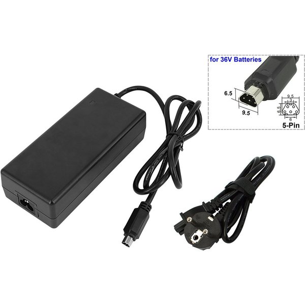 PowerSmart CAA081020E Batterie-Ladegerät (2A Netzteil für Phylion/Joycube E-Bike Akku mit 5 Pin 42V 80W Li-Ion Stecker)