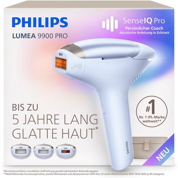 Philips IPL-Haarentferner Philips Lumea Series 9900 Pro BRC333/00, NEUHEIT, 3 Aufsätze (Körper, Gesicht, empfindliche Bereiche), Audioführung