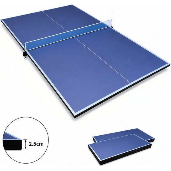 LVHOM Tischtennisplatte 244 x 122cm, Groß/Blau: Klappbar & Wetterfest für Indoor/Outdoor (ohne Gestell, faltbar, für Training allein, Familien-Spaß und platzspa