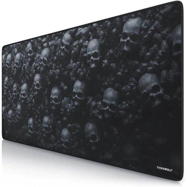Titanwolf Gaming Mauspad XXL Speed Mousepad 900 x 400 x 3 mm, große Tischunterlage (1-St), rutschfest, abwaschbar, Geschwindigkeit & Präzision, Skulls