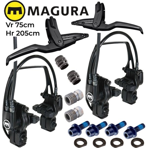 Magura Scheibenbremse Magura HS11 Fahrrad Hydraulische Felgenbremse Evo2 Vr+Hr Komplett Set