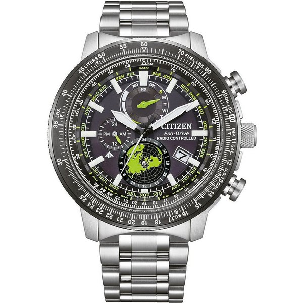 Citizen Funk-Multifunktionsuhr Promaster Geo Trekker BY3006-53E, Armbanduhr, Solar, Herrenuhr, Edelstahlarmband, Datum, 2. Zeitzone