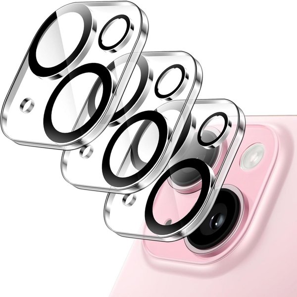 MSM Kameraschutzglas 3X 3D Kameraglas für Apple iPhone 15 / 15 Plus Panzerfolie 9H KLAR