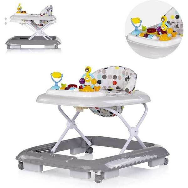 Chipolino Lauflernhilfe Baby Steps, Silikon, Spielpanel Räder Stopper klappbar Licht, Spielcenter