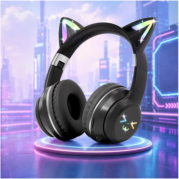 FOSMET Bluetooth Kopfhörer Kinder mit LED-Leuchten 60dBA Lautstärkebegrenzung Over-Ear-Kopfhörer (10 Stunden Spielzeit, Stereo-Sound, Kinderkopfhörer für Tablet