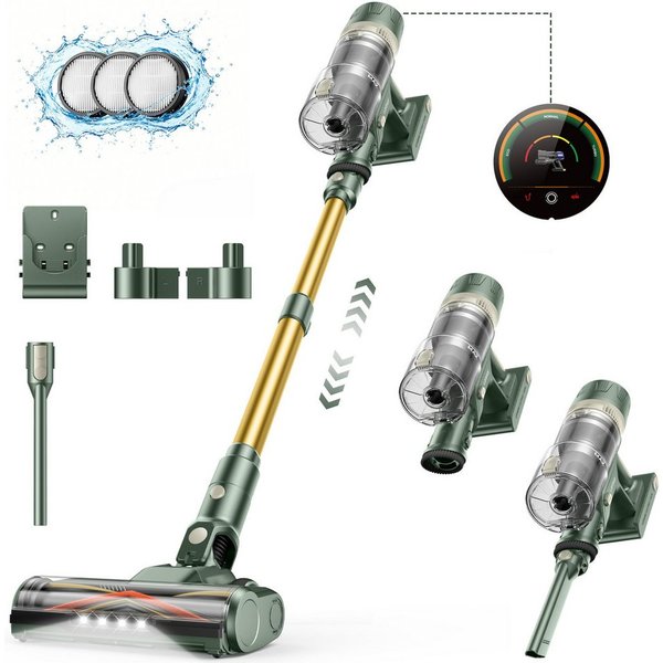 Laresar Akku-Hand-und Stielstaubsauger 95000Pa Akkustaubsauger, 850 W Akku Staubsauger, Akkusauger Kabelloser, 850 W, 95 kPa, 75 Minuten Laufzeit, Abnehmbarer A