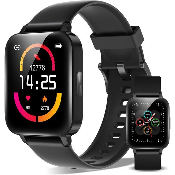 XINJI C1 Smartwatch Bluetooth Touchpanel Puls-/O²-Messung App, Black Fitnessuhr (4,29 cm cm/1,69 Zoll, Proprietär Betriebssystem), 1,69'' TFT Touchdisplay, 5ATM