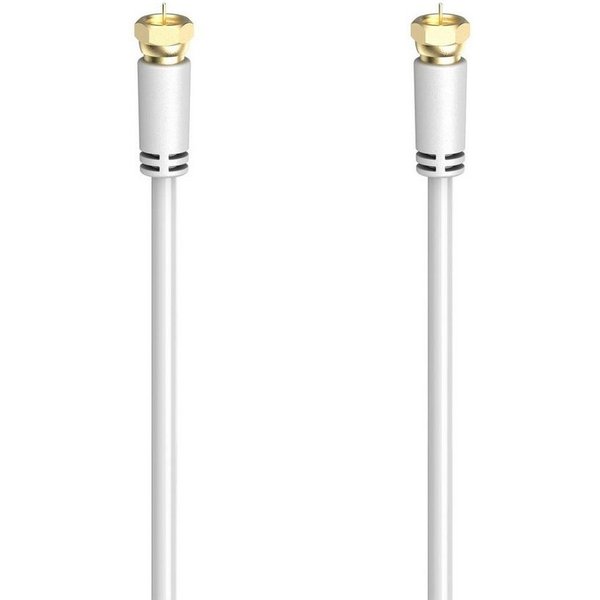 Hama SAT-Anschlusskabel,F-Stecker -F-Stecker,1,5 - 5m vergoldet 100 dB,Weiß SAT-Kabel, (150 cm)