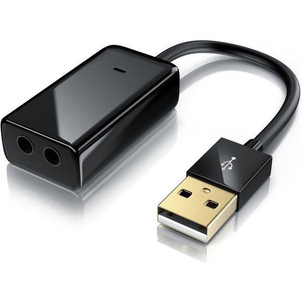 Aplic USB mini extern, Dynamic 3D Surround, 3,5mm Eingang, 3,5mm Ausgang Soundkarte Virtual 7.1 Surround, 3D Stereo, USB Audio Adapter, External Sound Card, für
