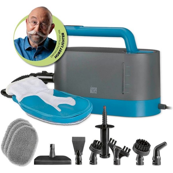 Lichterblitz Dampfreiniger Handdampfreiniger mit Handschuh - Polsterreiniger mit 7 Aufsätzen, 1200 W, Dampfreiniger Handgerät, 100 °C Dampf entfernt bis zu 99,9