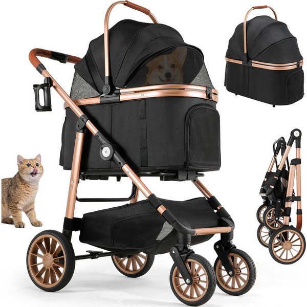 TLGREEN Hundebuggy 4-in-1 Großer Hundewagen, (Faltbar, 360° Gummiräder mit Schwingungsdämpfung), Katzenwagen