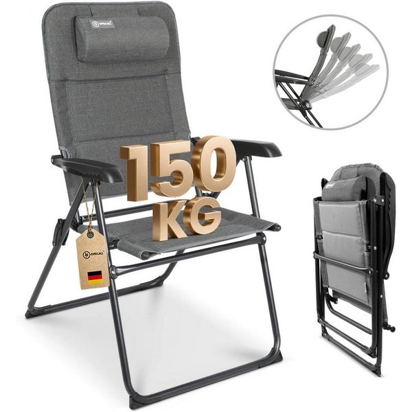 HOMECALL Campingstuhl Gartenstuhl Anglerstuhl Faltsessel Klappstuhl für Wohnwagen Outdoors (UV++ Olefin-Stoff, 1 St), 5 fach Verstellbarer Rückenlehne, Hochlehn