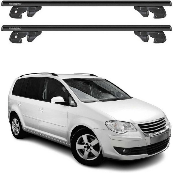 OMAC Dachträger Dachträger für VW Touran I 2003-2010 Pre-FL Alu 90kg TÜV Schwarz 2tlg (2-St), Wasserbeständig,Abnehmbar,Multifunktional,Leichtgewichtig