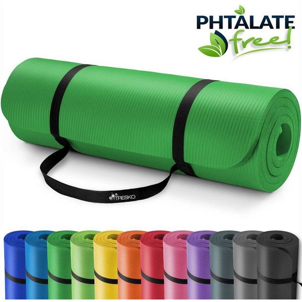 TRESKO Gymnastikmatte rutschfest mit Tragegurt Sportmatte gepolstert, Yogamatte Gymnastikmatte Dick Fitnessmatte