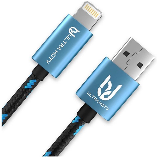 UltraHDTV [Apple MFi zertifiziert] USB - Lightning Kabel mit Nylon Mantel Lightningkabel, (1000 cm), kompatibel mit Apple Geräten mit 8-Pin Lightningkabel Ansch