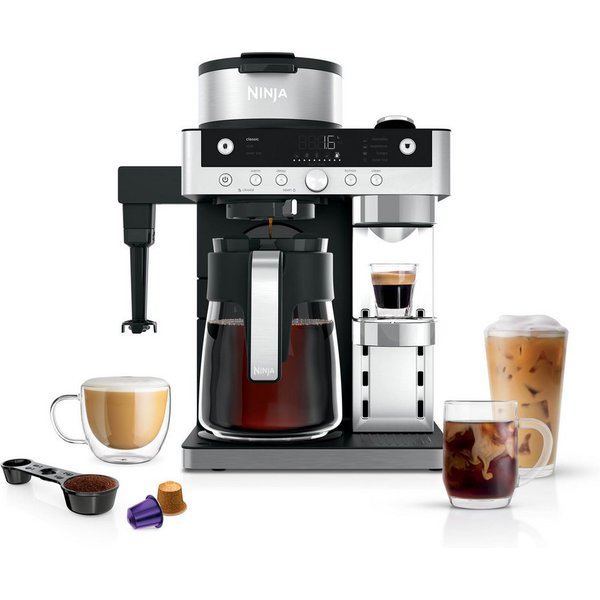 NINJA Filterkaffeemaschine und Espresso-Kapselmaschine Prestige DualBrew System CFN802EU, 1,8l Kaffeekanne, Papierfilter, 3 Variationen und 10 Getränkegrößen, m