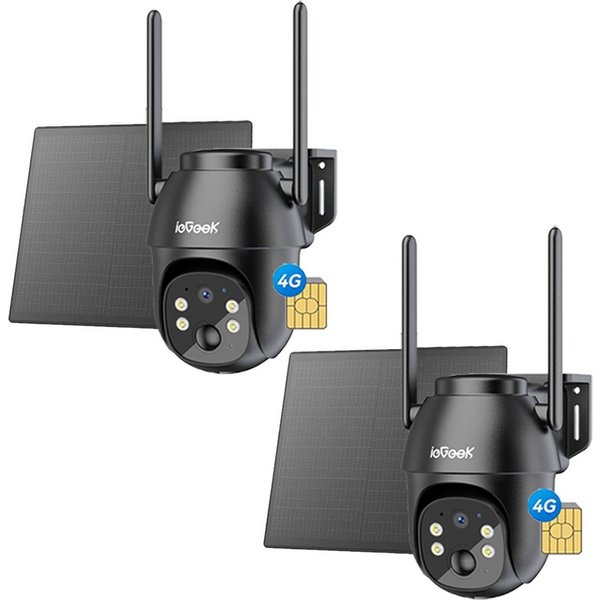 TWUFY IP-Überwachungskamera 4G LTE Überwachungskamera Aussen Akku mit SIM Karte (Außenbereich, 2K Kabellos Solar PTZ Kamera Ohne WLAN Outdoor, 2-tlg., 355°/100°