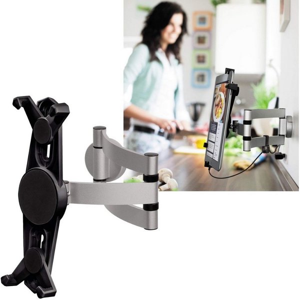 Hama Tablet-Halterung Alu Universal Tablet Wandhalterung Wandhalter, (bis 11 Zoll, 1x Aluminium Halterung, Aluminium Halter drehbar für Tablet iPad von 7" bis 1