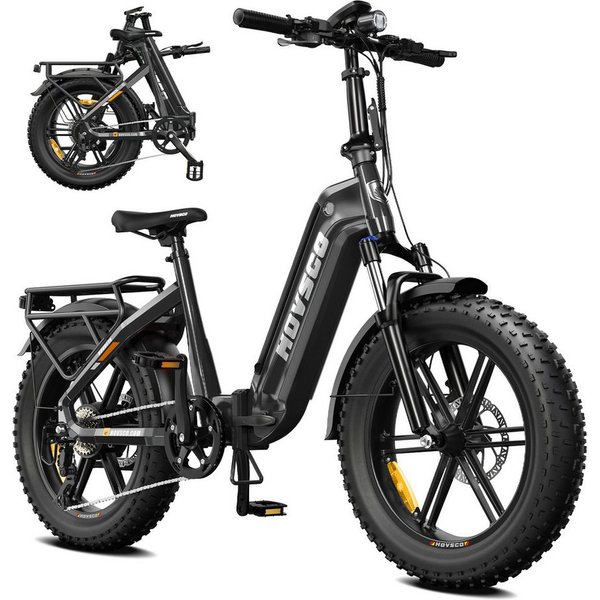 SISIGAD Klapprad 20'' Faltbares Fatbike, Elektrofahrrad mit breiten Reifen, 250W Motor, Shimano, 48V 15AH, kompakt zusammenklappbar mit herausnehmbarem Akku