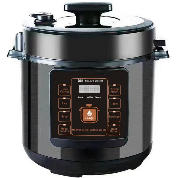 Forrlite Reiskocher Digitaler Reiskocher mit Dampfgarer, Schnellkochtopf 8 Programme, 1000 W, 6 Liter Druckkochtopf, Schongarer, Warmhaltefunktion, Timer