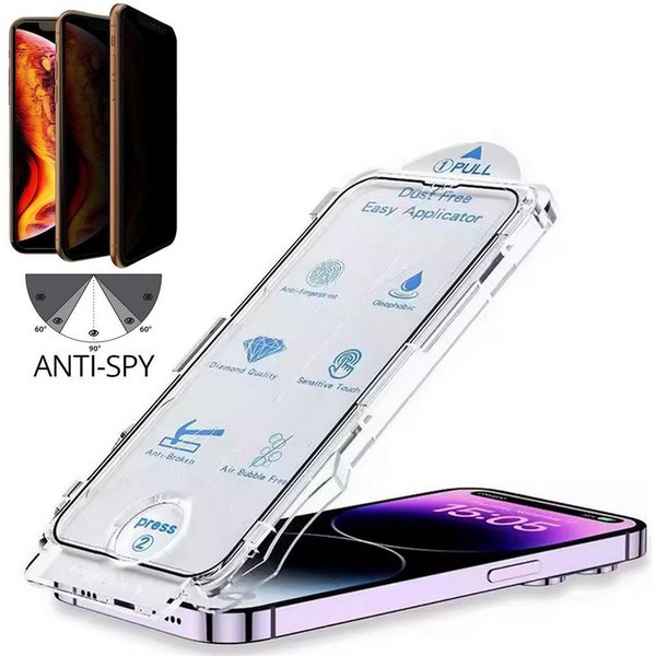 CoolGadget Displayschutzfolie Sichtschutz Panzerfolie für iPhone 16 Pro Max, mit Aufbringhilfe, 2x Privacy Glas Folie Anti-Spy Schutzfolie inkl. Montage Rahmen