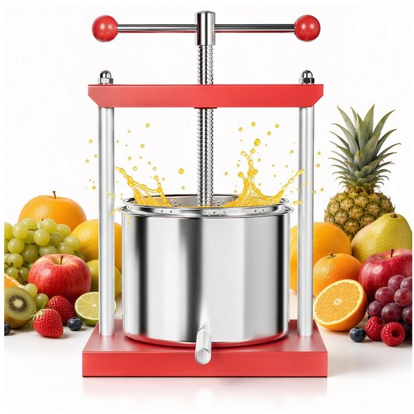FIVMEN Entsafter Obstpresse Manuell Saftpresse Edelstahl, Fruchtpresse Weinpresse