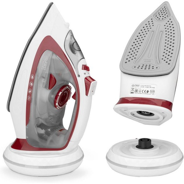 TZS FIRST AUSTRIA Dampfbügeleisen kabellos 2400W, Keramiksohle, 52 Düsen, 20g/min, 0,7g Dampfstoß, 2400 W, Kabelloses Dampfbügeleisen, Antikalk, Vertikaldampf, 