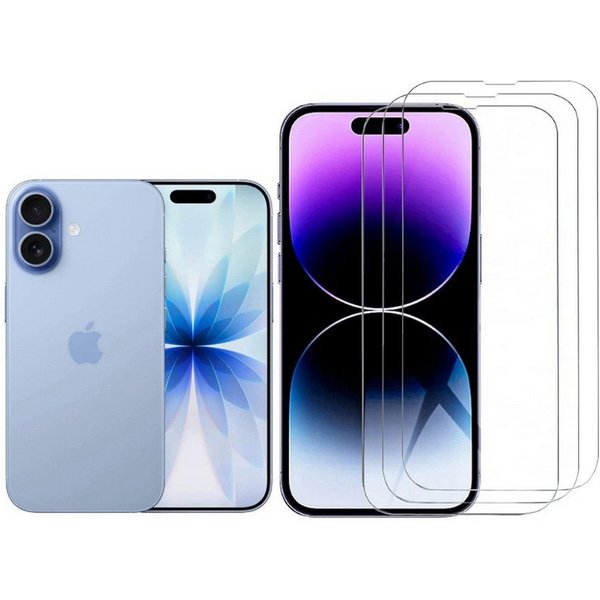 CLM-Tech Displayschutzglas 3X für iPhone 17 6,1 Zoll, Panzerglas Folie - Anti-Fingerabdruck und kratzfest -, 3 Stück, Kristallklar