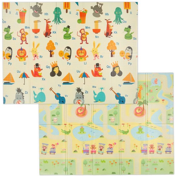 relaxdays Spielmatte Faltbare Spielmatte Tiere, Straße, ABC (1-St)