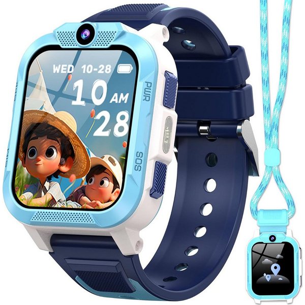 blackview Kinder mit GPS und Telefon 4G,7-Tage Akku,SOS-Notruf, IP68 Wasserdicht Smartwatch (1,85 Zoll), KinderUhr mit GPS Tracker, Schulmodus, Perfekte Geschen